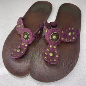 Mossimo Purple Leather Flip Flops, Size 8